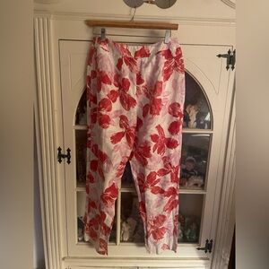 Talbots Collection Red and Pink 100% Silk Pants 6